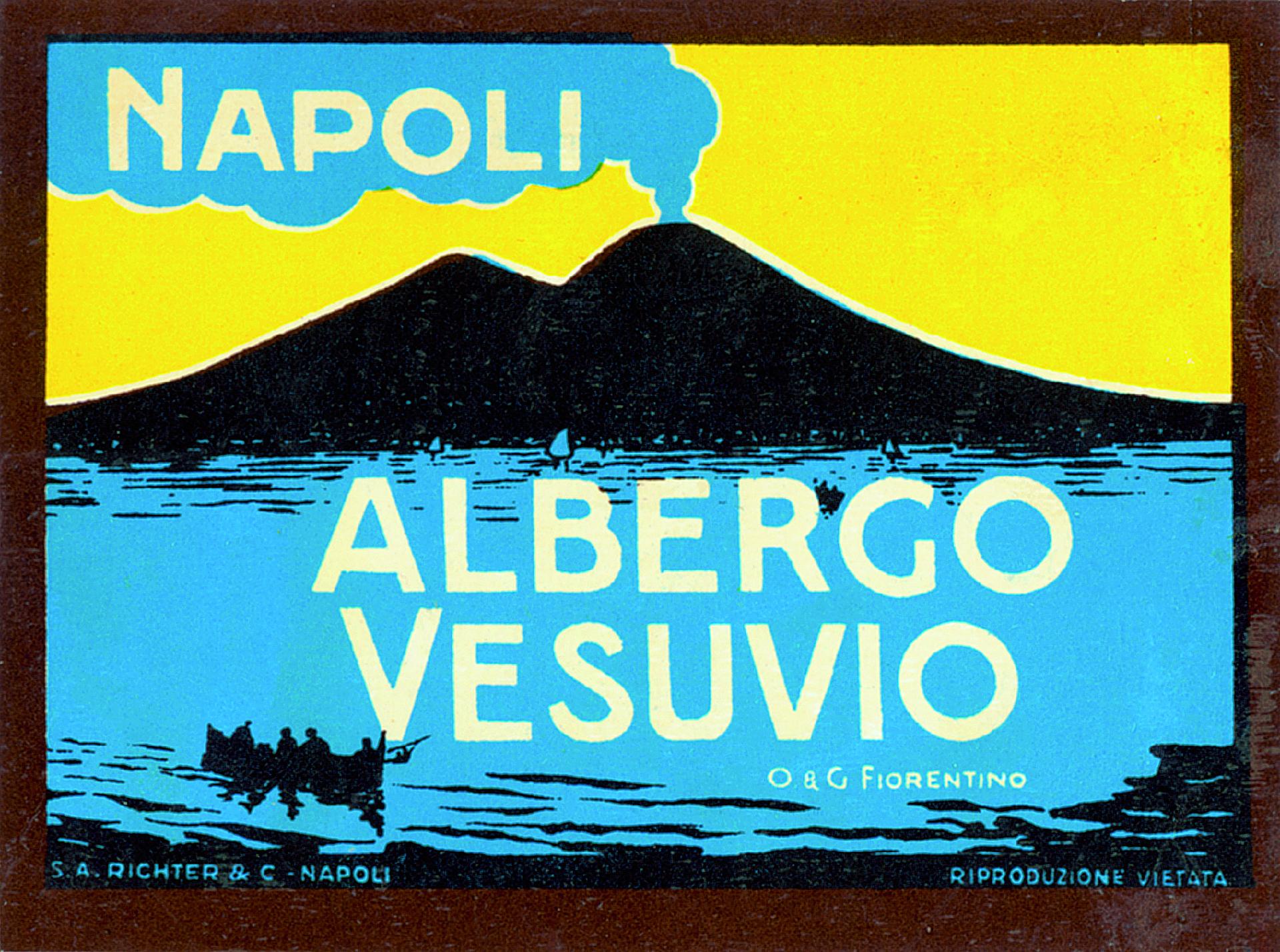 Hotel Vesuvio, Naples, suitcase label, 1930 - Museo Nazionale della Montagna "Duca Degli Abruzzi" - CAI Torino