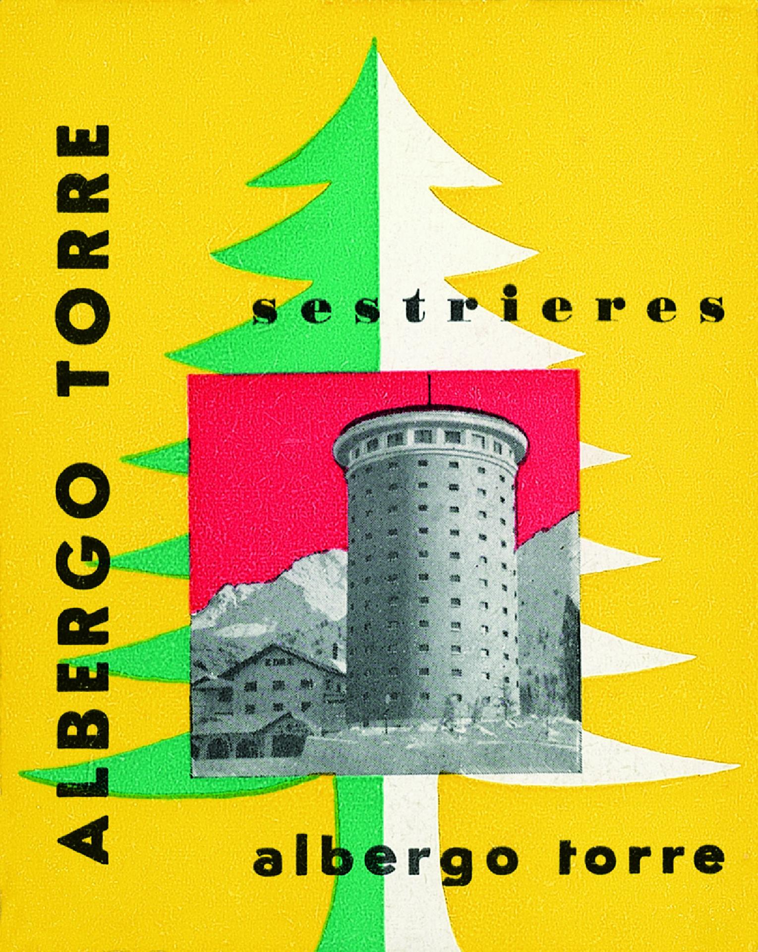Hotel Torre, Sestriere, suitcase label, 1950 - Museo Nazionale della Montagna "Duca Degli Abruzzi" - CAI Torino