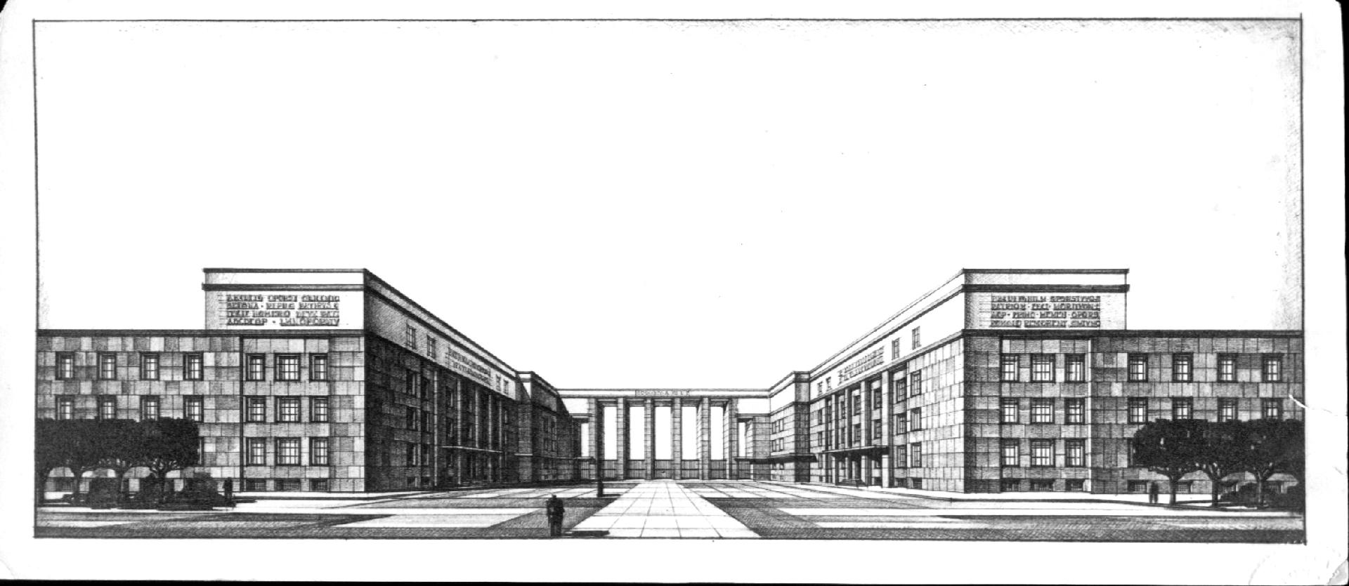 Veduta prospettica propilei d'ingresso - CC BY-SA Sapienza Università di Roma