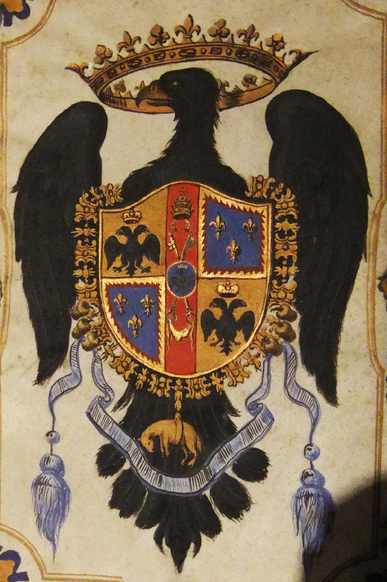 Stemma di Casa d'Este sul diploma con il quale Rinaldo I, duca di Modena e Reggio, nomina nel 1728 Antonio Vallisneri 